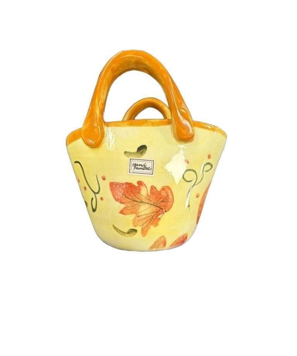 Vintage WCL Autumn Fall Basket Centerpiece Planter Ceramic